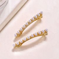 Women's Lady Solid Color Metal Inlaid Pearls Hair Clip main image 6