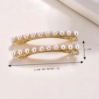 Women's Lady Solid Color Metal Inlaid Pearls Hair Clip main image 2