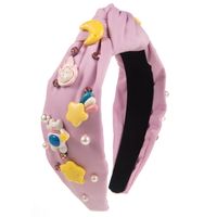 Women's Sweet Simple Style Ice Cream Flannel Inlay Artificial Pearls Hair Band sku image 3