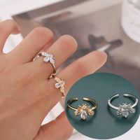 Simple Style Bee Copper Plating Inlay Zircon Open Rings main image 1