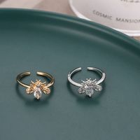 Simple Style Bee Copper Plating Inlay Zircon Open Rings main image 2