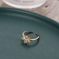 Simple Style Bee Copper Plating Inlay Zircon Open Rings main image 3