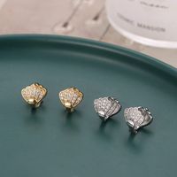 1 Pair Simple Style Shell Plating Inlay Copper Zircon Ear Studs main image 2
