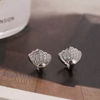 1 Pair Simple Style Shell Plating Inlay Copper Zircon Ear Studs main image 4