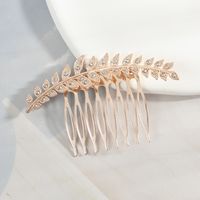 Women's Simple Style Leaf Metal Inlay Zircon Insert Comb main image 3