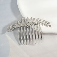 Women's Simple Style Leaf Metal Inlay Zircon Insert Comb main image 4