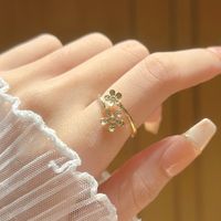 Casual Modern Style Star Flower Copper Plating Inlay Rhinestones 18k Gold Plated Open Rings main image 5