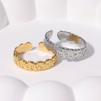 304 Stainless Steel 18K Gold Plated Sweet Plating Flower Open Rings main image 1