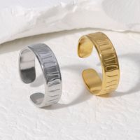 304 Stainless Steel 18K Gold Plated Simple Style Plating Solid Color Open Rings main image 3