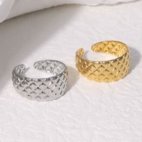 304 Stainless Steel 18K Gold Plated Simple Style Commute Plating Solid Color Open Rings main image 1