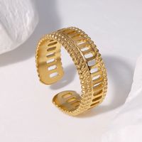 304 Stainless Steel 18K Gold Plated Simple Style Commute Plating Solid Color Open Rings main image 6