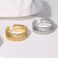 304 Stainless Steel 18K Gold Plated Simple Style Commute Plating Solid Color Open Rings main image 1