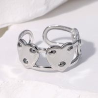 304 Stainless Steel 18K Gold Plated Simple Style Plating Heart Shape Open Rings main image 4