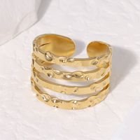 304 Stainless Steel 18K Gold Plated Classic Style Plating Geometric Open Rings main image 3
