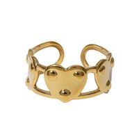 Edelstahl 304 18 Karat Vergoldet Einfacher Stil Überzug Herzform Offener Ring main image 5