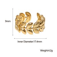 304 Stainless Steel 18K Gold Plated Sweet Plating Leaf Open Rings main image 2