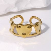 Edelstahl 304 18 Karat Vergoldet Einfacher Stil Überzug Herzform Offener Ring sku image 2