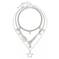 Großhandel Schmuck Einfacher Stil Pentagramm Legierung Eisen Kupfer Überzug Dreilagige Halskette main image 6