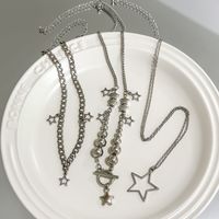 Großhandel Schmuck Einfacher Stil Pentagramm Legierung Eisen Kupfer Überzug Dreilagige Halskette main image 5