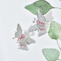 1 Pair Sweet Butterfly Plating Inlay Copper Zircon 18k Gold Plated White Gold Plated Ear Studs main image 4
