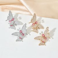 1 Pair Sweet Butterfly Plating Inlay Copper Zircon 18k Gold Plated White Gold Plated Ear Studs main image 1
