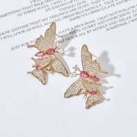 1 Pair Sweet Butterfly Plating Inlay Copper Zircon 18k Gold Plated White Gold Plated Ear Studs main image 5