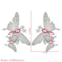 1 Pair Sweet Butterfly Plating Inlay Copper Zircon 18k Gold Plated White Gold Plated Ear Studs main image 2