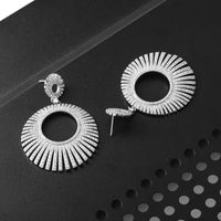 1 Pair Retro Luxurious Circle Plating Inlay Copper Zircon White Gold Plated Drop Earrings main image 4