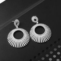 1 Pair Retro Luxurious Circle Plating Inlay Copper Zircon White Gold Plated Drop Earrings main image 3