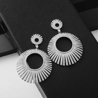 1 Pair Retro Luxurious Circle Plating Inlay Copper Zircon White Gold Plated Drop Earrings main image 1