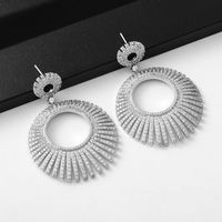 1 Pair Retro Luxurious Circle Plating Inlay Copper Zircon White Gold Plated Drop Earrings main image 6