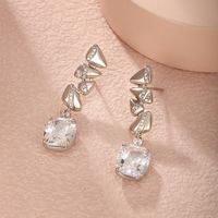 1 Pair Lady Geometric Plating Inlay Alloy Artificial Gemstones White Gold Plated Drop Earrings main image 1