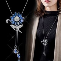 Lady Flower Alloy Glass Copper Plating Inlay Artificial Rhinestones Women's Sweater Chain main image 1