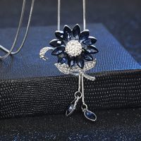 Lady Flower Alloy Glass Copper Plating Inlay Artificial Rhinestones Women's Sweater Chain main image 4