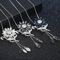 Lady Flower Alloy Glass Copper Plating Inlay Artificial Rhinestones Women's Sweater Chain main image 2