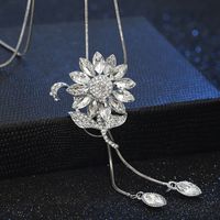 Lady Flower Alloy Glass Copper Plating Inlay Artificial Rhinestones Women's Sweater Chain main image 3