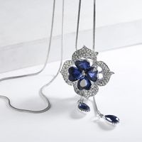Lady Flower Alloy Glass Copper Inlay Artificial Rhinestones Sweater Chain main image 4