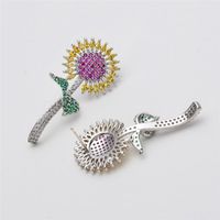 1 Pair Simple Style Classic Style Sunflower Plating Inlay Copper Zircon 18k Gold Plated Ear Studs main image 6