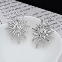 1 Pair Luxurious Sun Plating Inlay Copper Zircon White Gold Plated Ear Studs main image 3