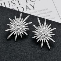 1 Pair Luxurious Sun Plating Inlay Copper Zircon White Gold Plated Ear Studs main image 1