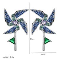 1 Pair Classical Tropical Windmill Polishing Plating Inlay Copper Zircon 18K Gold Plated Ear Studs sku image 1
