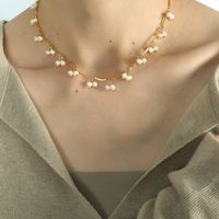 Elegant Simple Style Geometric Titanium Steel Plating Inlay Freshwater Pearl 18k Gold Plated Necklace main image 2