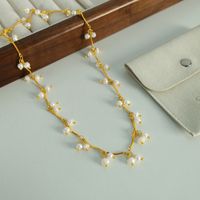 Elegant Simple Style Geometric Titanium Steel Plating Inlay Freshwater Pearl 18k Gold Plated Necklace main image 3