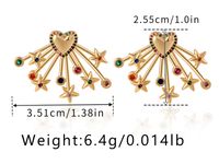 1 Pair Lady Pentagram Heart Shape Plating Copper 18K Gold Plated Ear Studs main image 3