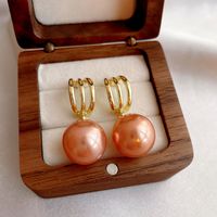 1 Pair Lady Round Plating Inlay Alloy Artificial Pearls 18k Gold Plated Drop Earrings main image 1