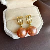 1 Pair Lady Round Plating Inlay Alloy Artificial Pearls 18k Gold Plated Drop Earrings main image 3