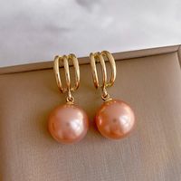 1 Pair Lady Round Plating Inlay Alloy Artificial Pearls 18k Gold Plated Drop Earrings main image 2