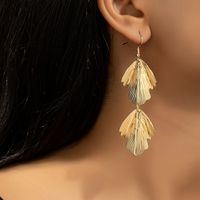 1 Pair Ig Style Elegant Simple Style Leaves Plating Alloy Drop Earrings main image 3