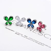 1 Pair Simple Style Butterfly Plating Inlay Copper Zircon White Gold Plated Ear Studs main image 1