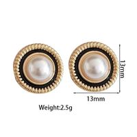 1 Pair Elegant Vintage Style Simple Style Round Plating Inlay Alloy Artificial Pearls Gold Plated Ear Studs sku image 1